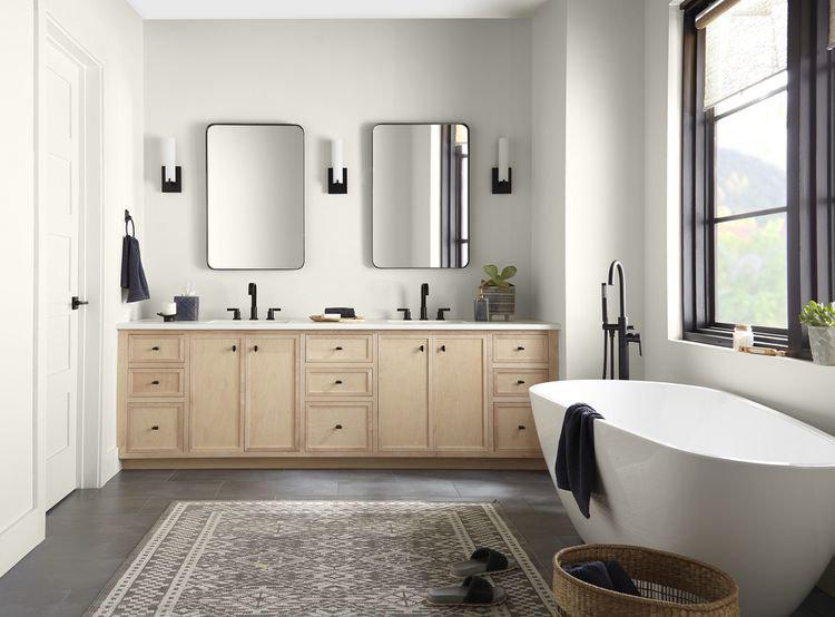 Bathroom painted with blank canvas paint color