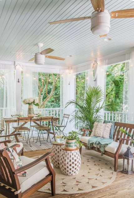 Ceiling fans over a covered porch