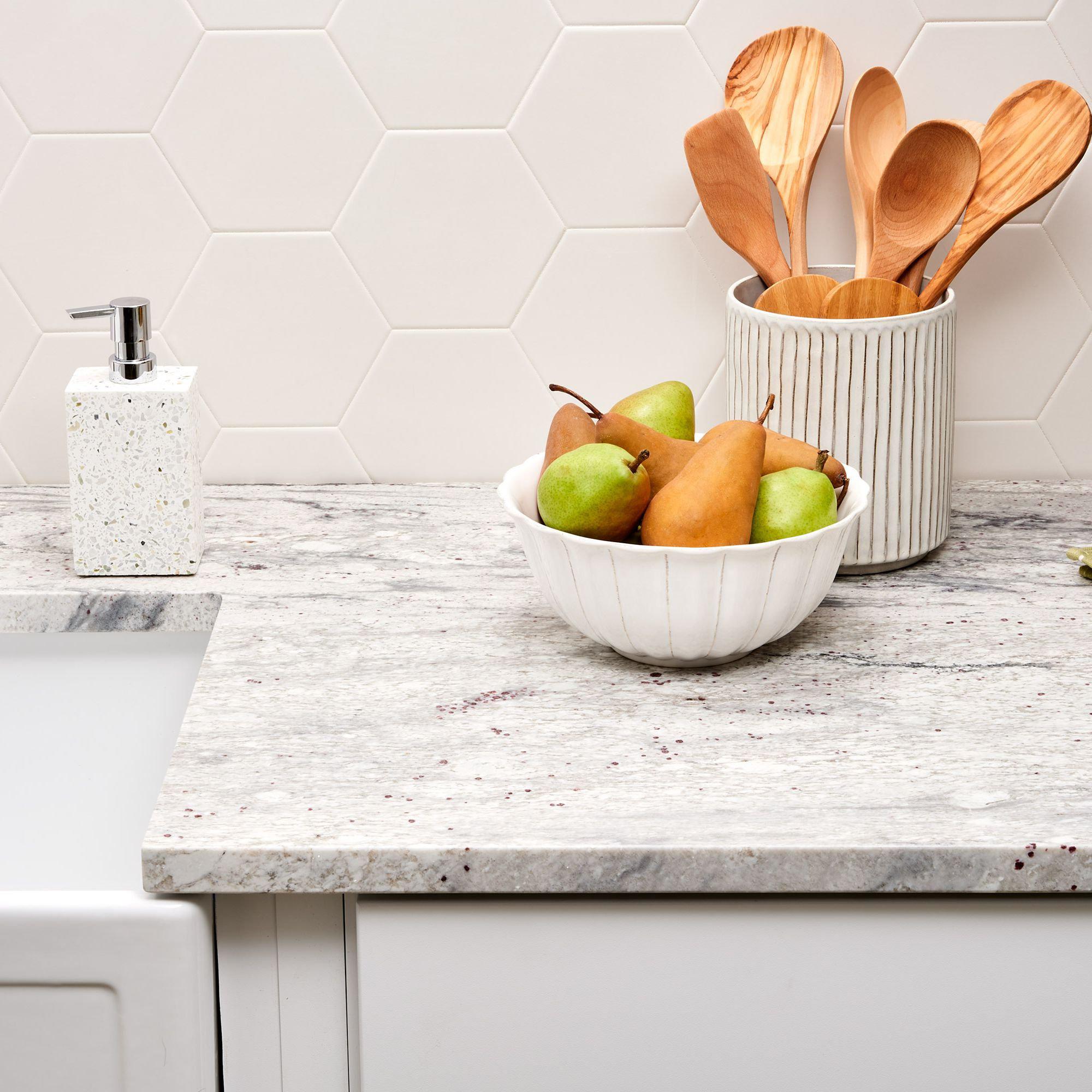 Granite countertop next to sink