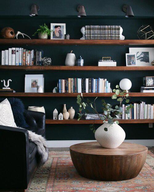 Floating wood shelves