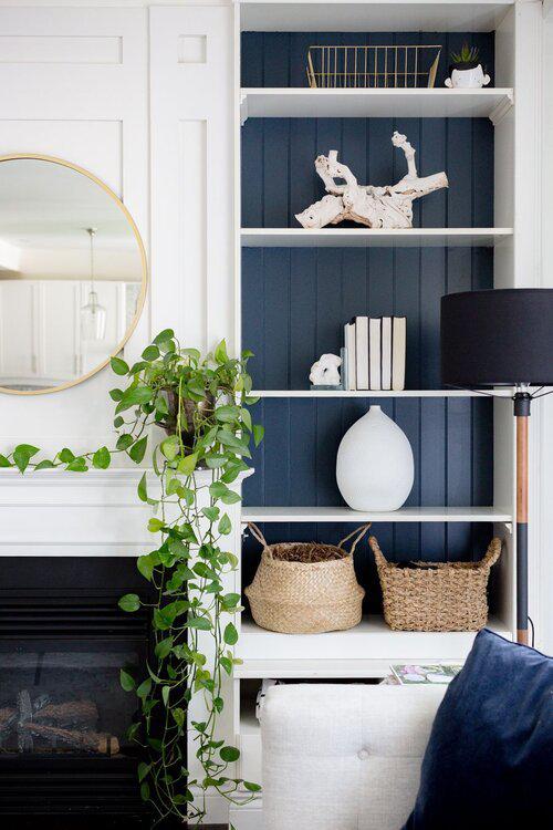 Wall with shelves that are painted