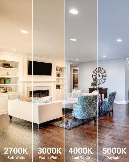 A room with different temperatures of light