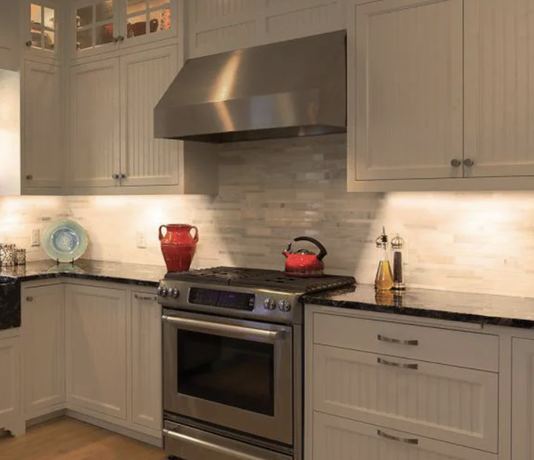 Kitchen with lights under cabinet