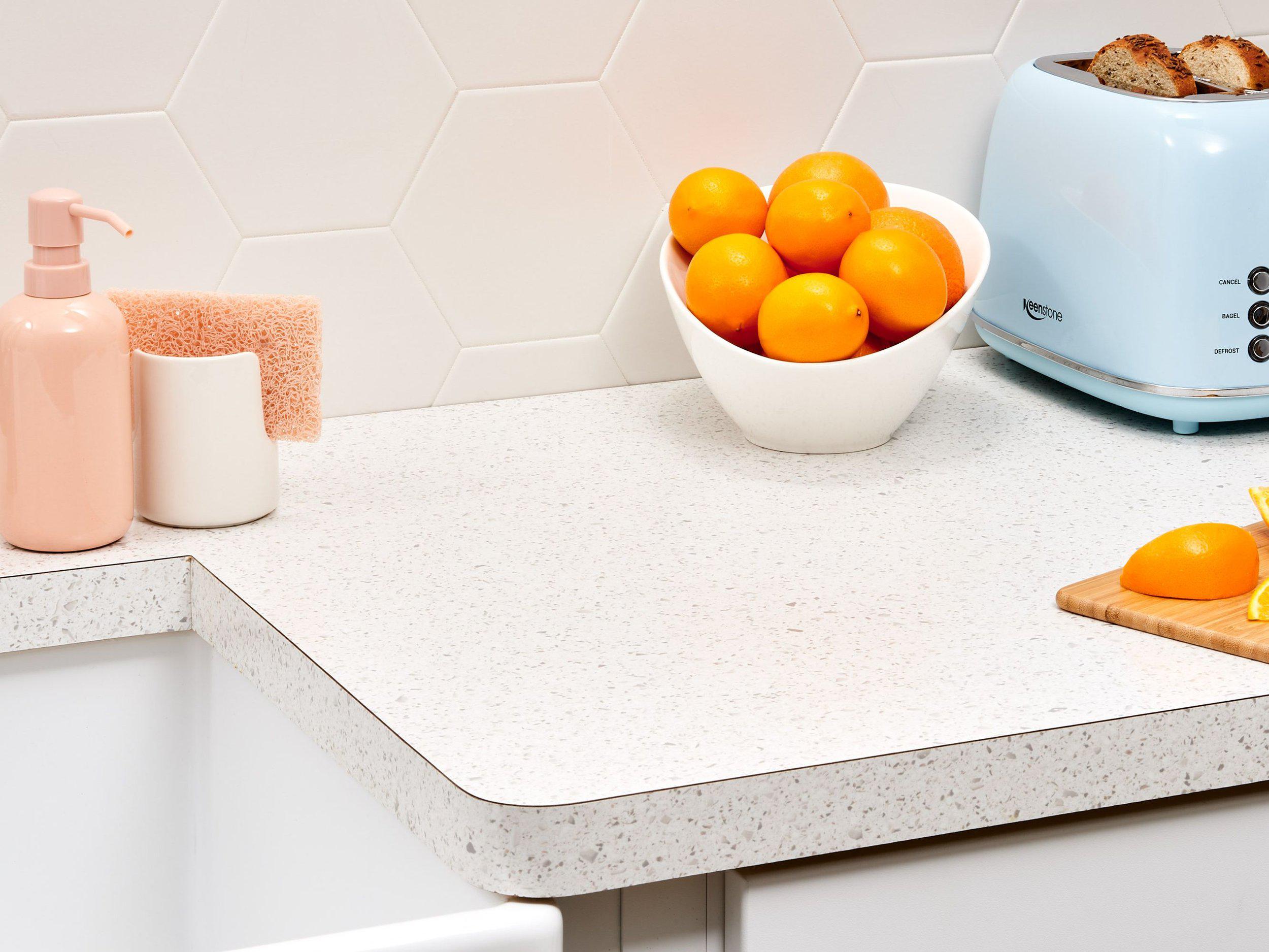Laminate countertop next to sink
