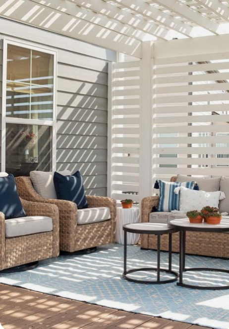 Patio furniture with colorful accents