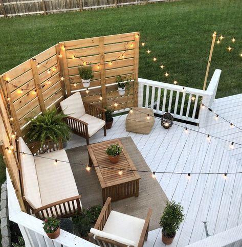 Deck with string lights