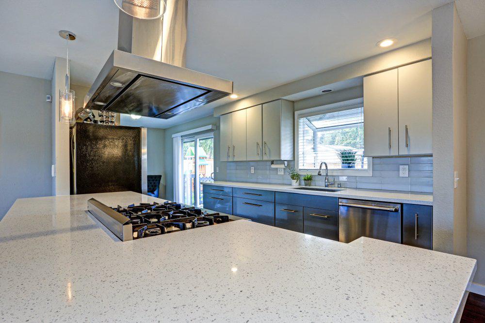 Quartz countertop next to stove
