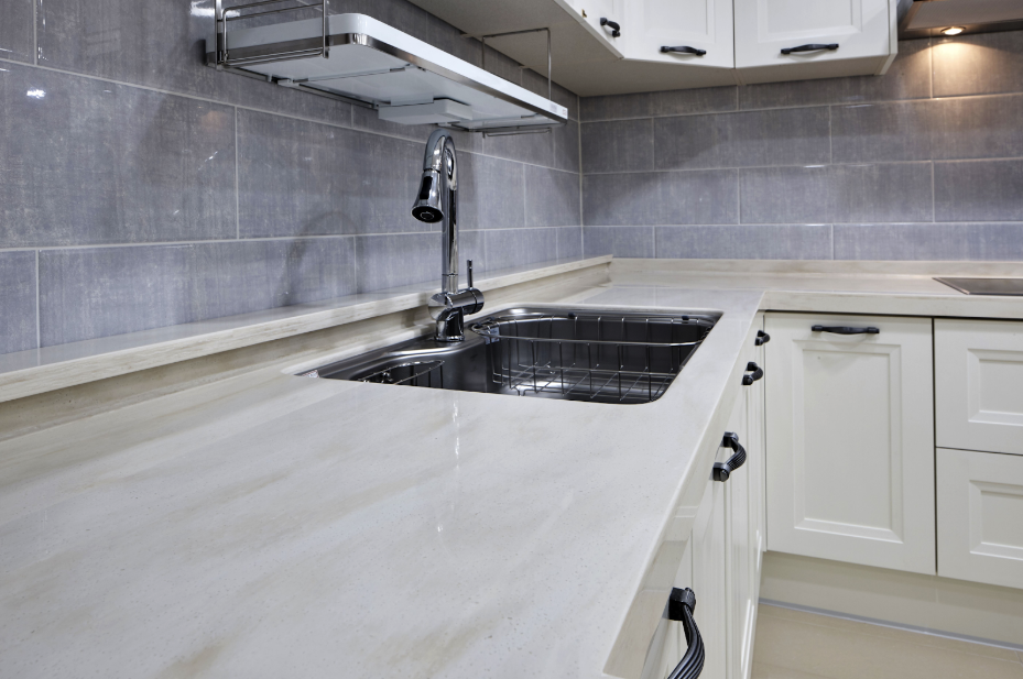 White solid surface countertop