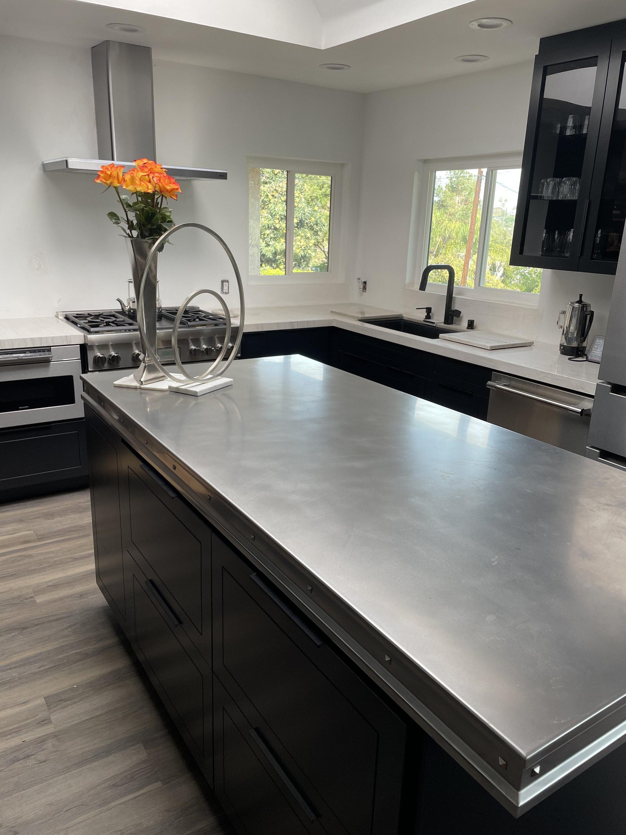 stainless steel countertop island