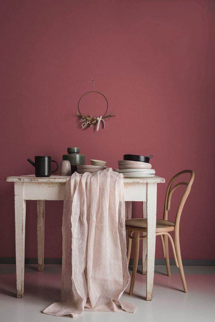 Wall painted with terra rose paint color