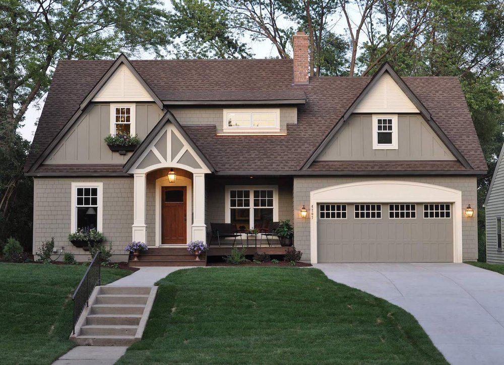 Front of house painted with warm earth tones